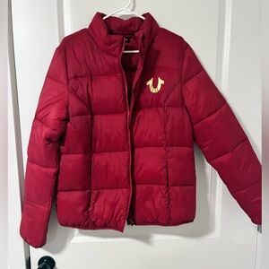 True Religion Burgundy Puffer Jacket